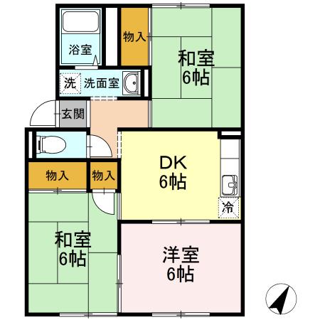 プレジール中島A棟(2LDK/1階)の間取り写真