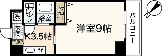 ラフィーネ幟町(1K/3階)の間取り写真