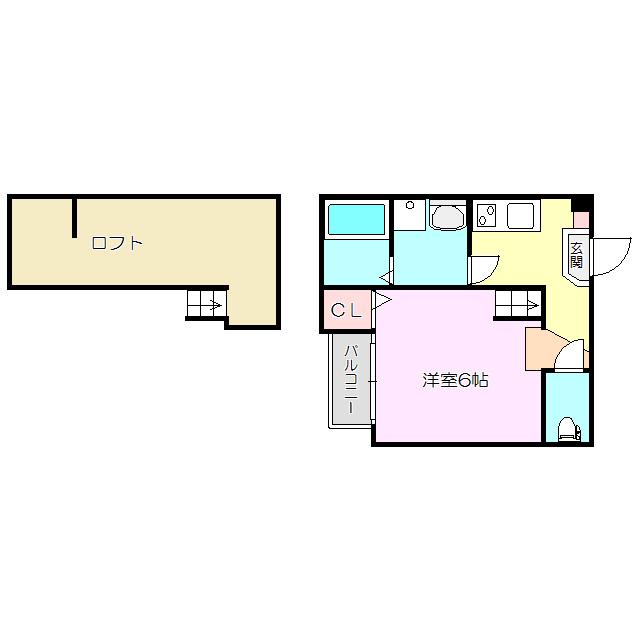 カレッジヒルズ瑞光(1SK/2階)の間取り写真