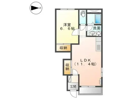 リバーサイド本条(1LDK/1階)の間取り写真