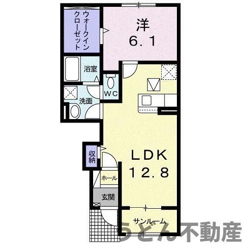 エベントIIB(1LDK/1階)の間取り写真