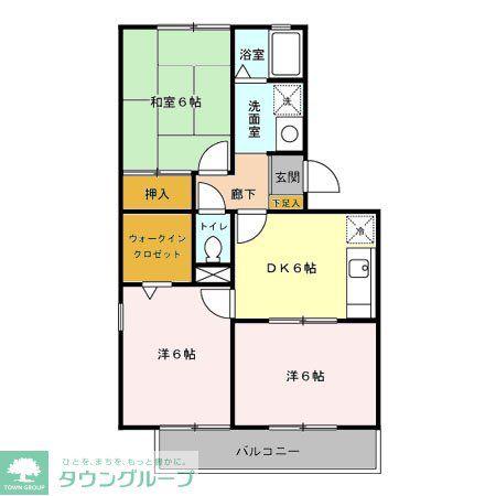 グリーンパーク堀之内(3DK/2階)の間取り写真