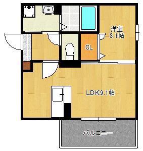 D-ROOM南方(1LDK/1階)の間取り写真