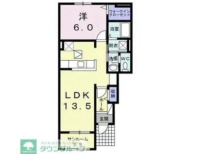 アメニティーII(1LDK/1階)の間取り写真