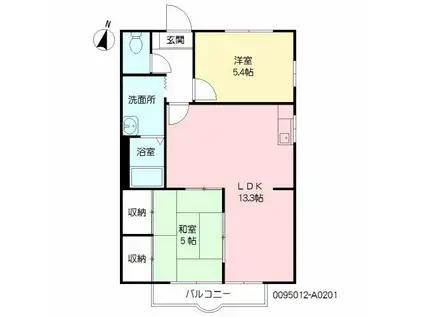 ハイム福智(2LDK/2階)の間取り写真