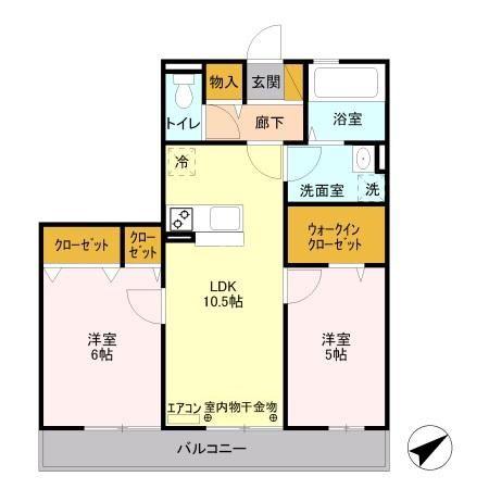 スカイパークYASHIO(1LDK/3階)の間取り写真