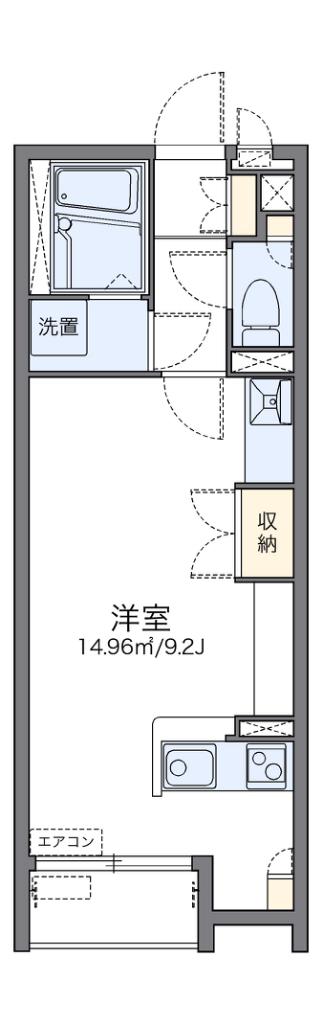 レオネクストルルド(ワンルーム/2階)の間取り写真