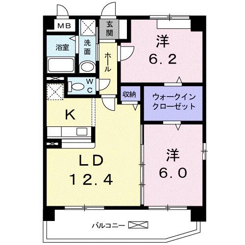 ニュー平地(2LDK/3階)の間取り写真