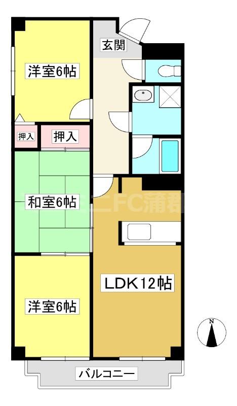 Eホーム元町(3LDK/9階)の間取り写真