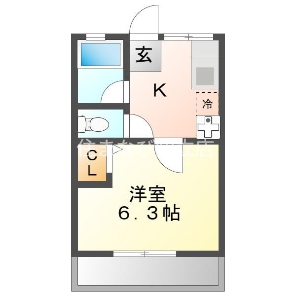シテイハイム ホソカワA(1K/1階)の間取り写真