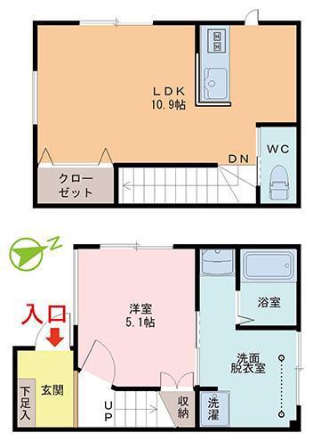 AZZURRO(1LDK/1階)の間取り写真