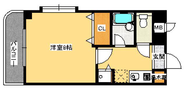 リバービュー(1K/2階)の間取り写真