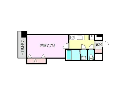 LUXE新大阪Ⅱ(1K/7階)の間取り写真