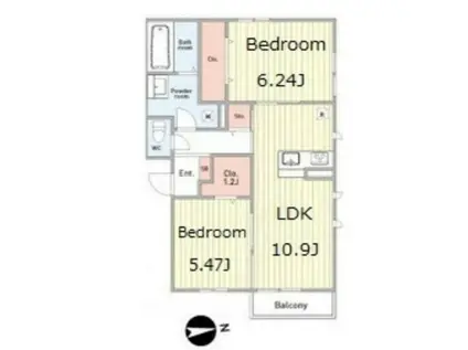 エクセレント立花(2LDK/1階)の間取り写真