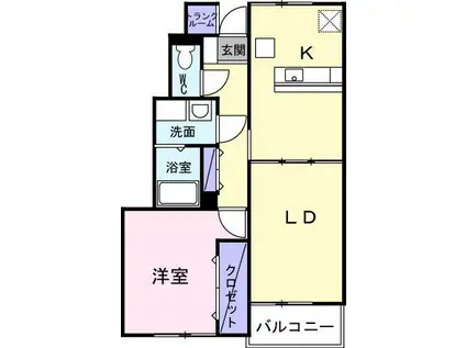 オリエンス・アウローラ(2DK/1階)の間取り写真