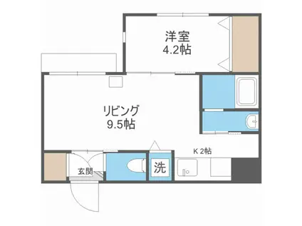 ヌーヴェルコート白石(1LDK/3階)の間取り写真