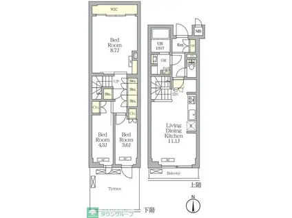 アジールコート都立大学(3LDK/1階)の間取り写真