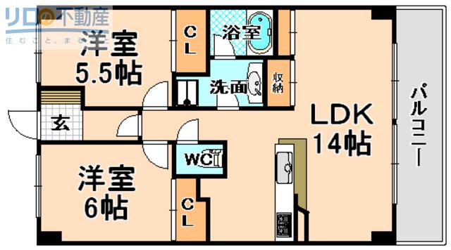 HIYODORI(2LDK/2階)の間取り写真