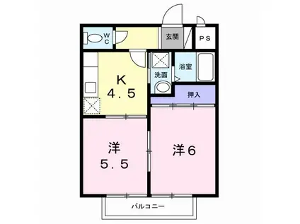 ピュアハイツ川口(2K/2階)の間取り写真