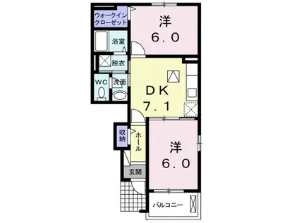 ＪＲ山陽本線 海田市駅 徒歩34分 2階建 築15年(2DK/1階)の間取り写真