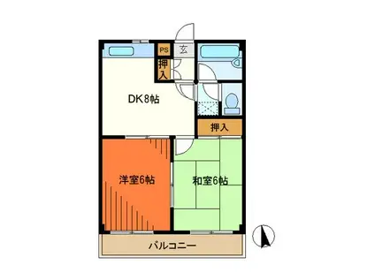 キャッスル聖蹟桜ヶ丘(2DK/2階)の間取り写真