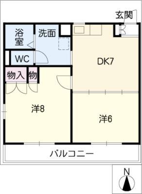 ベルハイツ(2DK/2階)の間取り写真