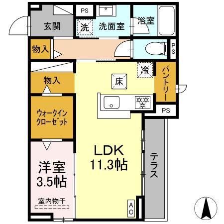 D-AVANCE西塚(1LDK/1階)の間取り写真