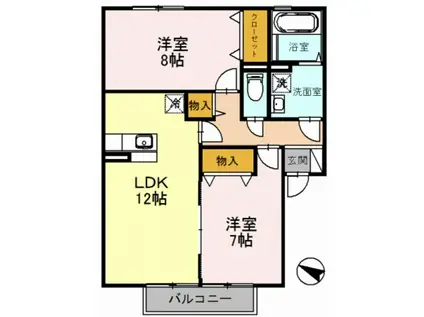 エストコリーヌ II番館(2LDK/2階)の間取り写真