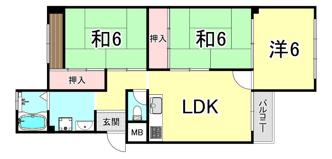 塩屋5号棟(3LDK/2階)の間取り写真