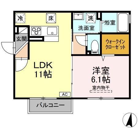 グランソレイユ(1LDK/1階)の間取り写真