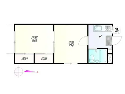 戸塚ハイツ(2K/2階)の間取り写真