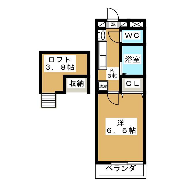 ドルミティーナII(1K/1階)の間取り写真