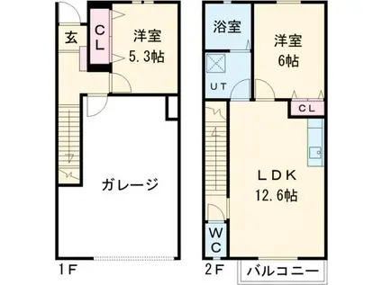 ガレージハウス一宮(2LDK/1階)の間取り写真