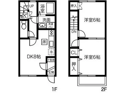 CLAIR II(2DK/1階)の間取り写真