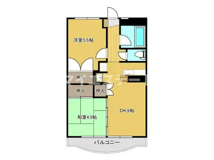 コーポ芭蕉苑(2DK/3階)の間取り写真