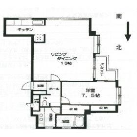 白金 1LDK(1LDK/7階)の間取り写真