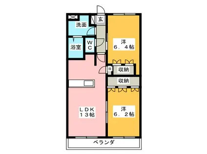 クローバーグリーンII(2LDK/2階)の間取り写真