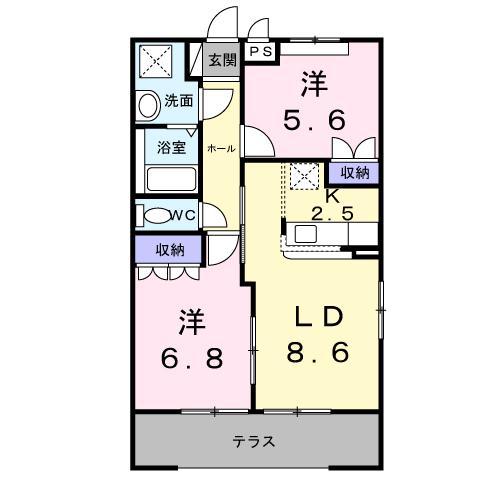 レジデンスディスコ(2LDK/1階)の間取り写真