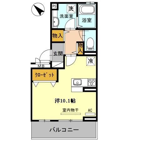 メゾン ソレイユ(ワンルーム/3階)の間取り写真