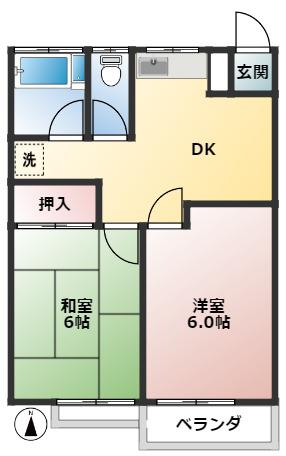 アーバンコア(2DK/2階)の間取り写真