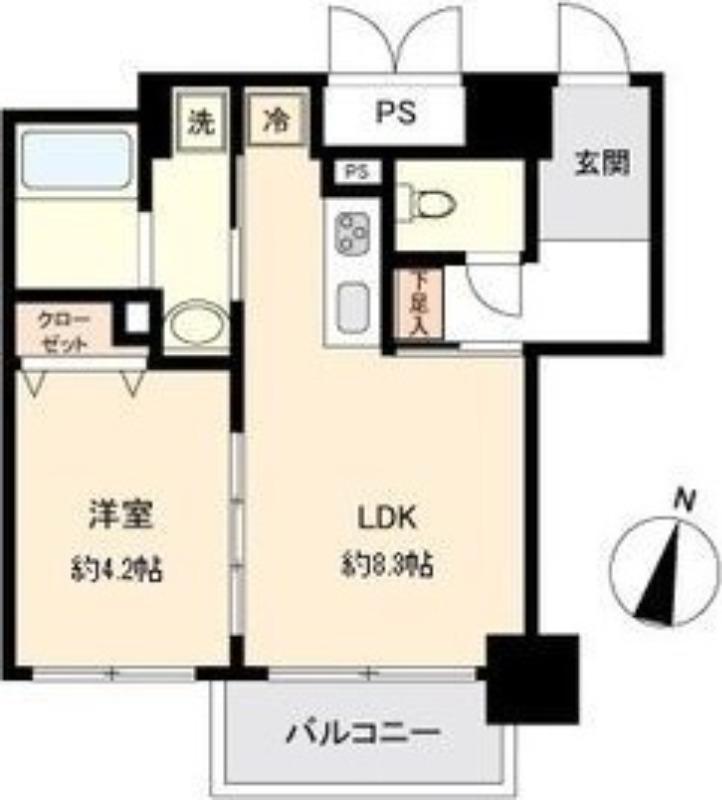 KDXレジデンス一番町(1LDK/5階)の間取り写真