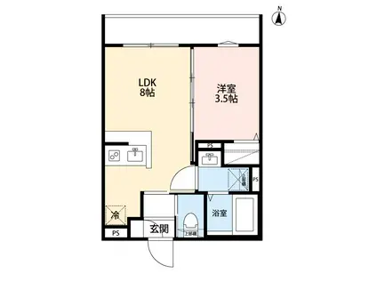 ブルージュ大田六郷(1LDK/1階)の間取り写真