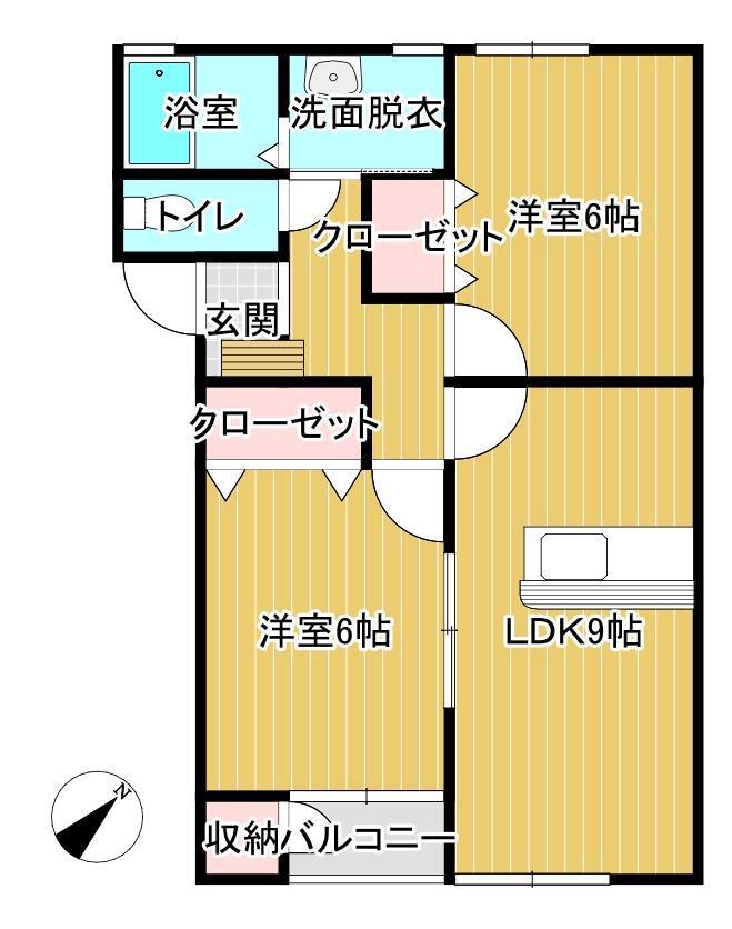 ステラB(2LDK/1階)の間取り写真