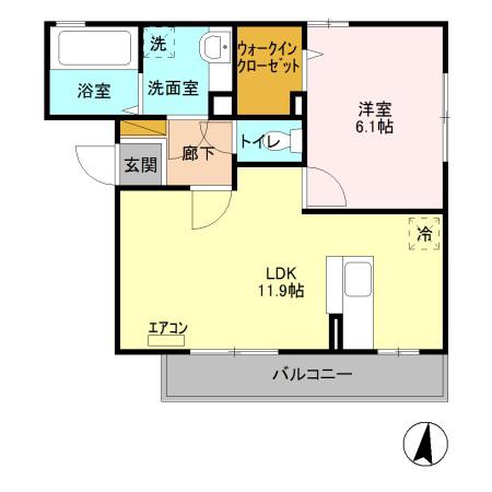 カーペンターズハウス(1LDK/1階)の間取り写真