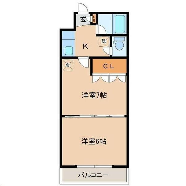イーグルハイツ宮町(2K/3階)の間取り写真