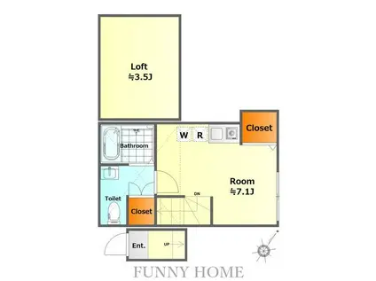 アイコート経堂(ワンルーム/2階)の間取り写真