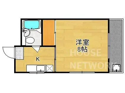 福永マンション(1K/3階)の間取り写真