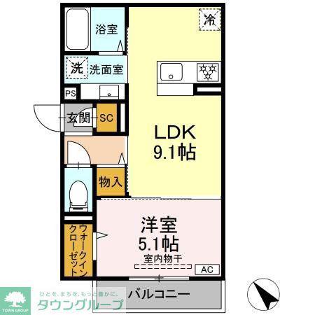 D PAINA 千年新町(1LDK/3階)の間取り写真