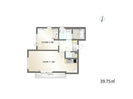 COAST TERRACE 中海岸(1LDK/2階)の間取り写真