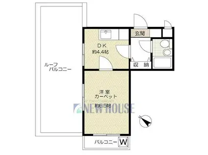 サンセゾン若松町(1DK/4階)の間取り写真